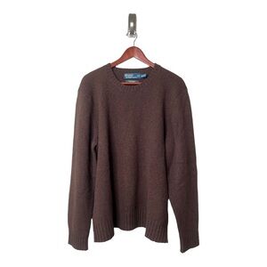 POLO Ralph Lauren Dark Brown Merino Wool Angora Blend Crew Neck Mens XXL
